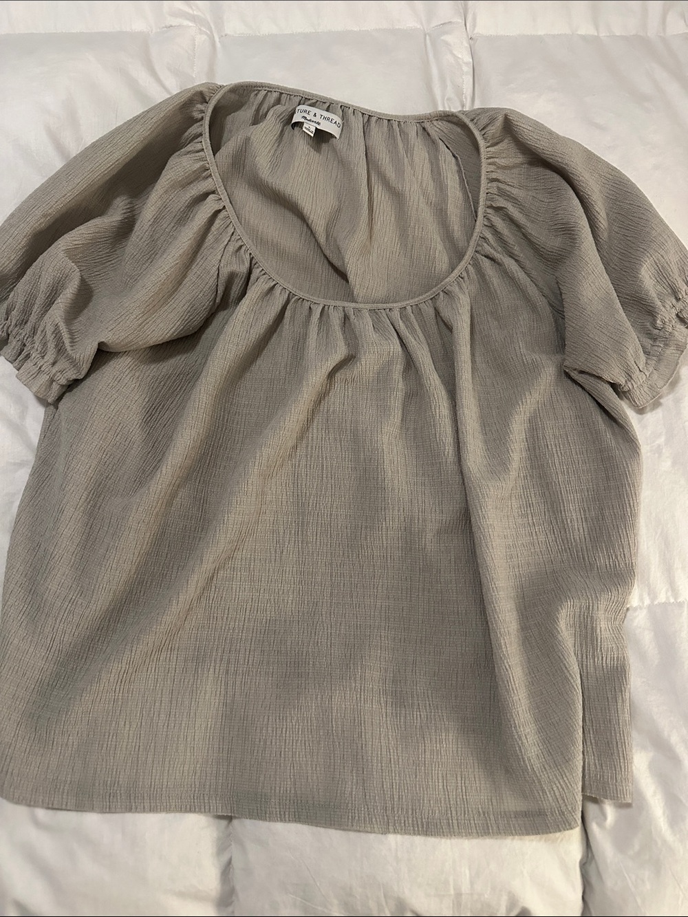 Madewell Scoop Neck Short Sleeve Top with ruffles